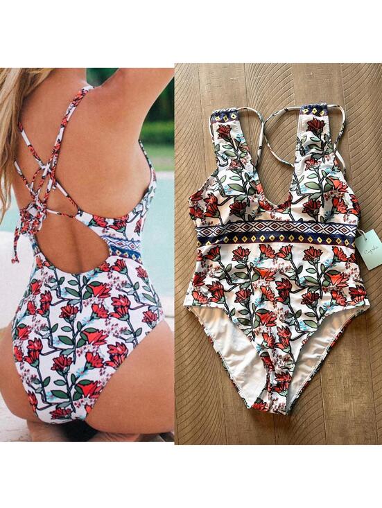Cupshe Other - NWT CUPSHE Spring Blossoms Print One-piece Swimsuit Women’s Medium